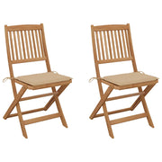 Sedie da Giardino Pieghevoli 2 pz con Cuscini Massello Acacia cod mxl 51246