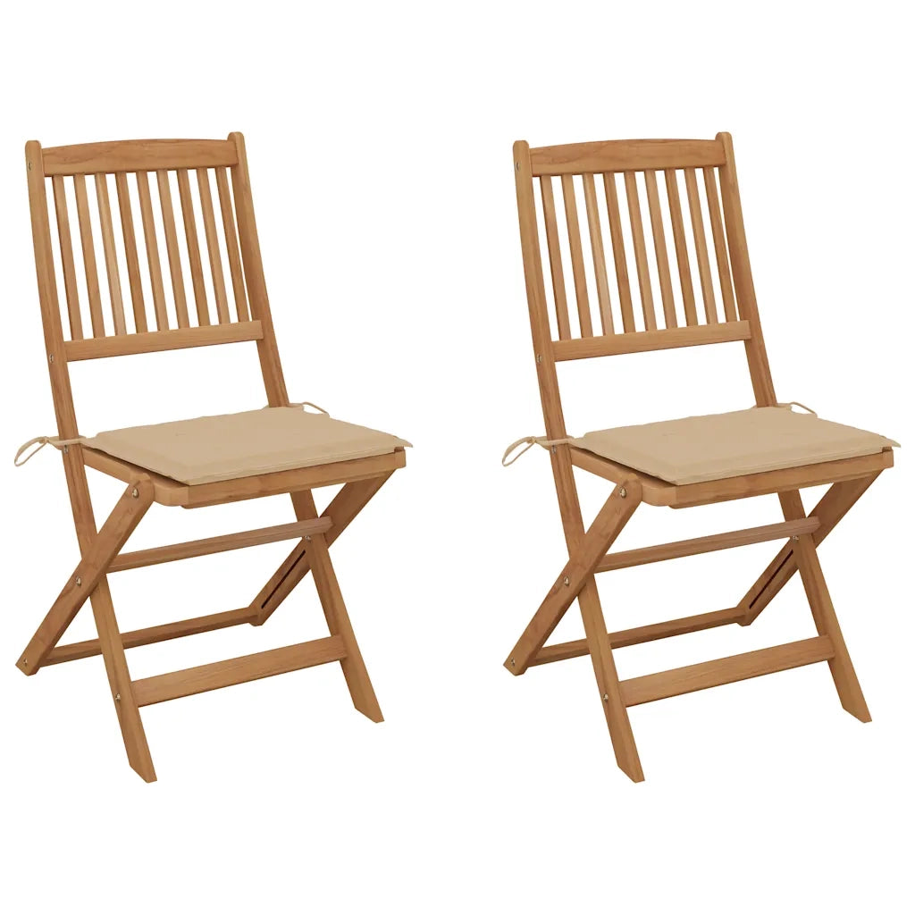 Sedie da Giardino Pieghevoli 2 pz con Cuscini Massello Acacia cod mxl 51246