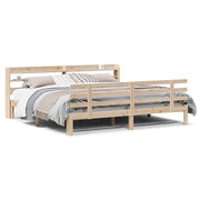 Letto matrimoniale | Letto per adulti | Giroletto con Testiera 200x200 cm in Legno Massello di Pino