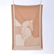 Elegante e raffinata sciarpa da donna in cashmere con motivo a cavallo.