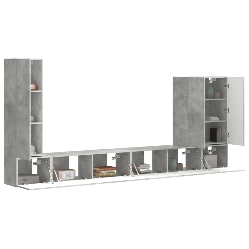 Set di Mobiletto da TV a Parete 6 pz-Credenza per TV sospesa Grigio cemento 998868