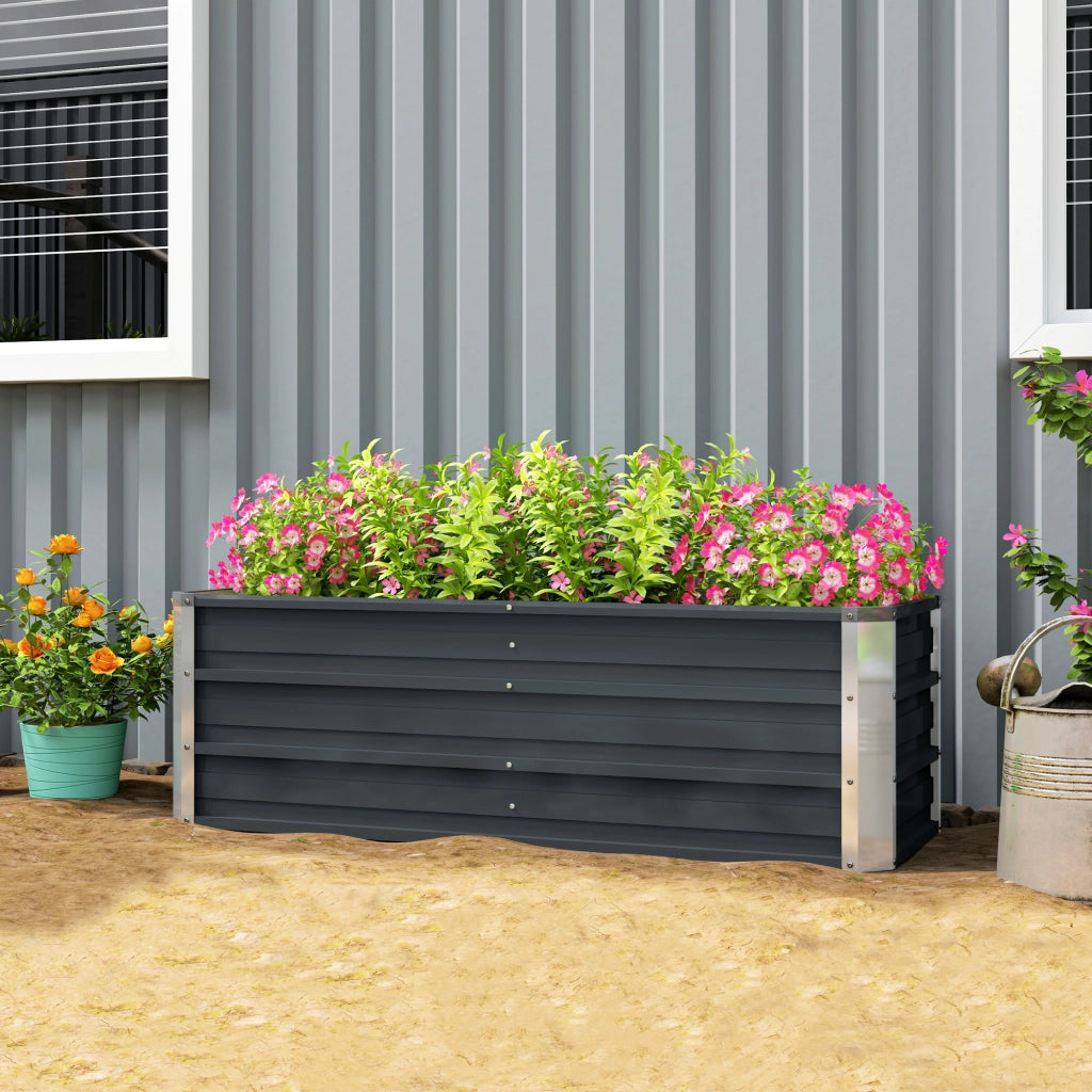 Vaso da giardino in acciaio per piante ¨C zephmum ¨C carbone grigio 125x47x44 cm