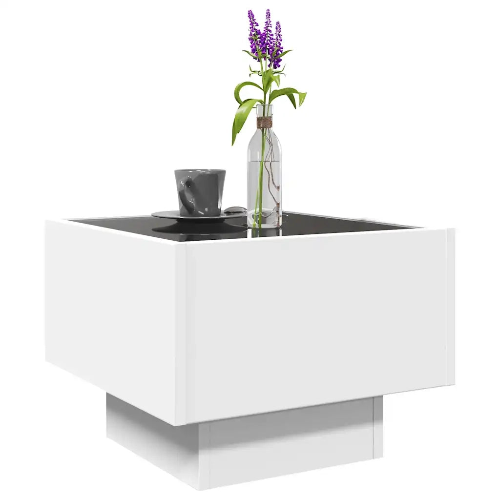 Tavolino con LED Bianco 40x40x30 cm in Legno Multistrato 847497