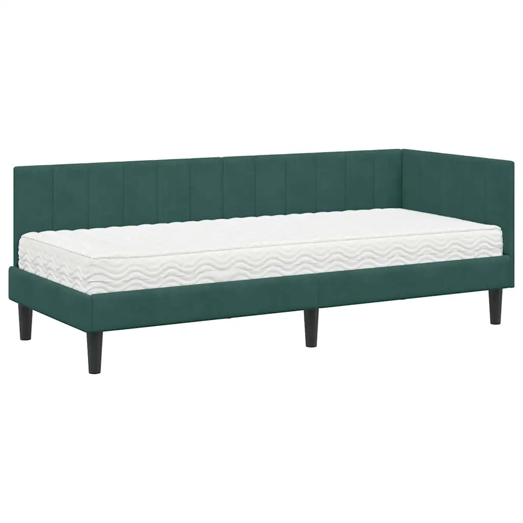 Struttura Letto Angolare con Materasso 2 pcs Verde Velluto 3393880
