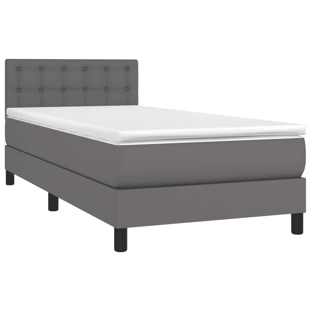 Giroletto a Molle con Materasso-Struttura Letto Grgio 80x200 cm in Similpelle 643663