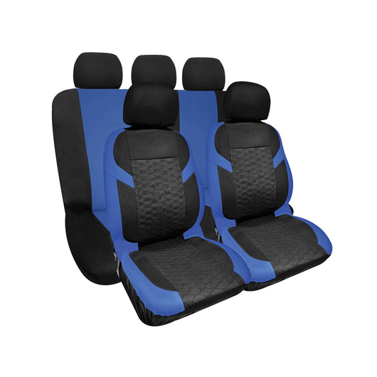 Set Coprisedili Anteriori e Posteriori Universali in Poliestere e Spugna Lyon Blu