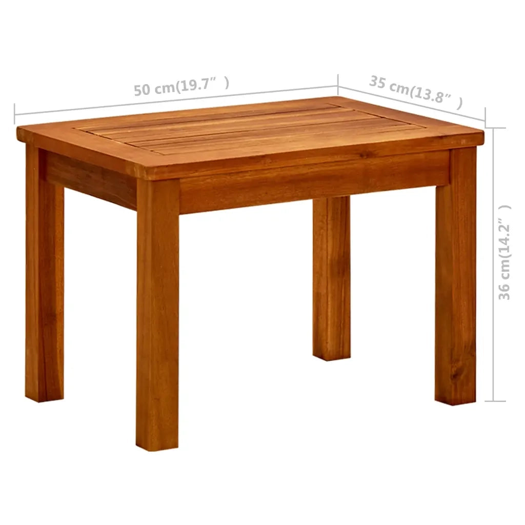 Tavolino da Giardino | Tavolino da esterno 50x35x36 cm in Legno Massello di Acacia