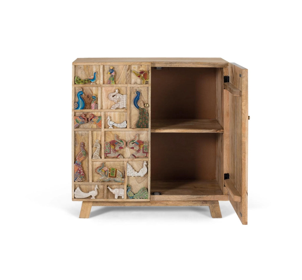 Cassettiera realizzata in legno di mango naturale