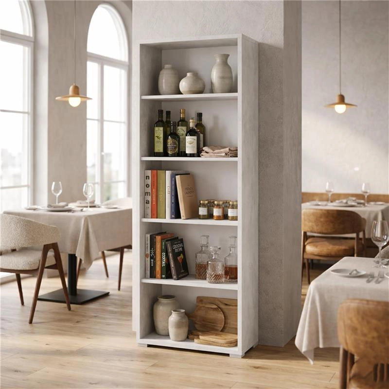 LIBRERIA A GIORNO DA ARREDO IN LEGNO CON 5 RIPIANI 182X71X41 CM COLORE OSSIDO BIANCO