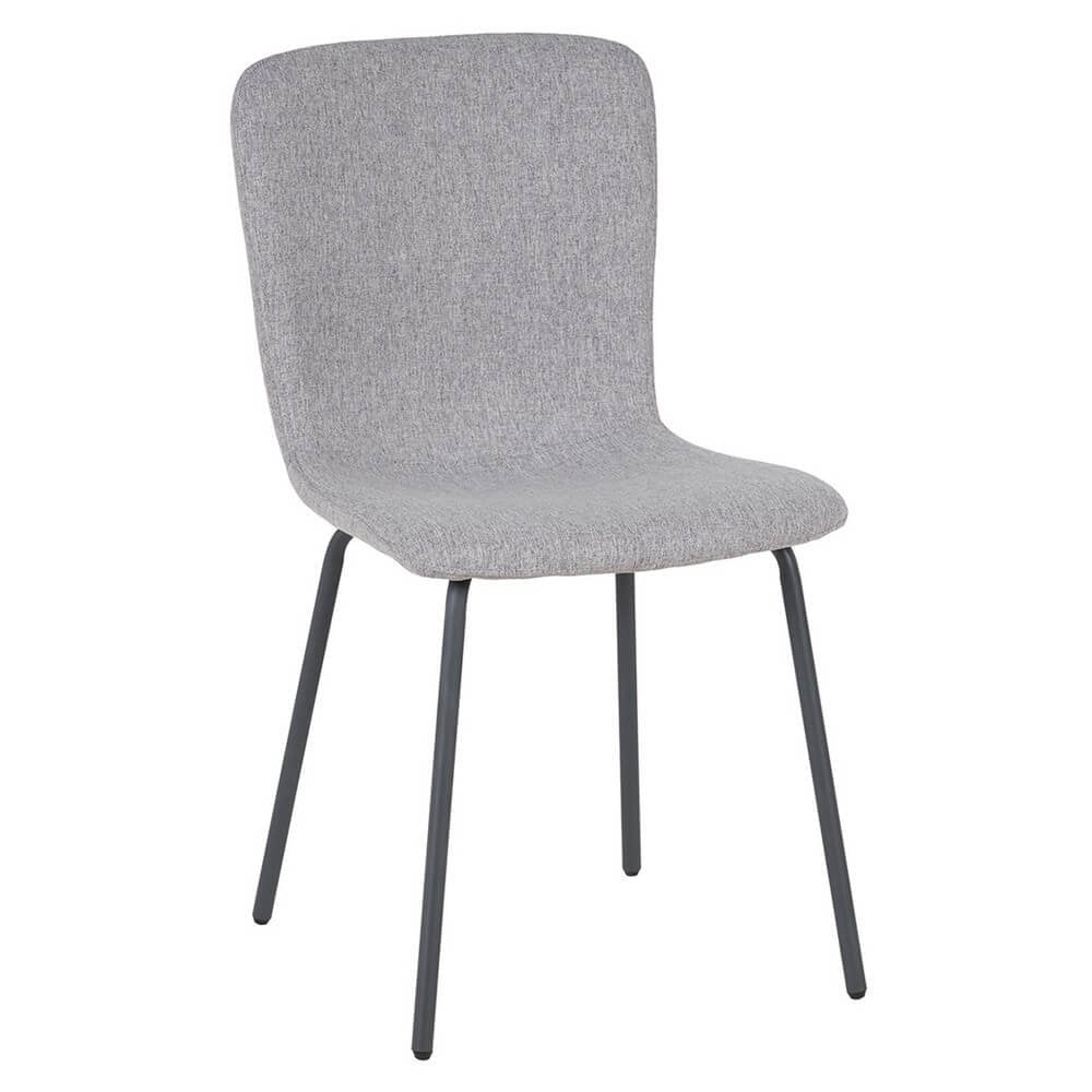 Set di 4 sedie impilabili rivestite in stoffa - DELORA Colore: Grigio chiaro