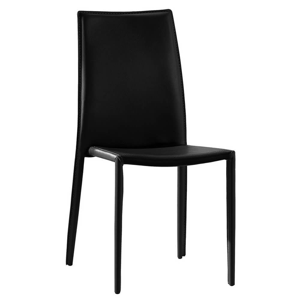 Set di 4 sedie impilabili in ecocuoio moderne - MYREL Colore: Nero