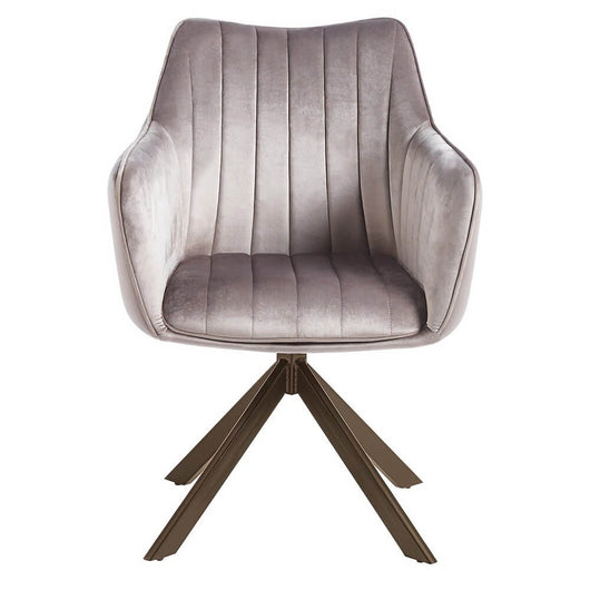 Set di 2 sedie con braccioli in velluto imbottite - ZERLA Colore: Tortora