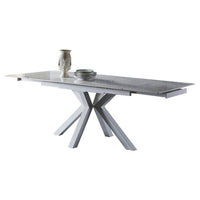 Tavolo da pranzo allungabile in gres e acciaio 140/210 - MAREON Colore: Marmo Bianco