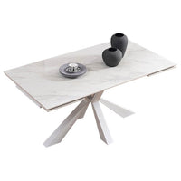 Tavolo da pranzo allungabile in gres e acciaio 160/240 - MAREON Colore: Marmo Bianco