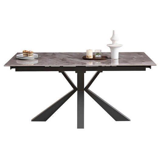 Tavolo da pranzo allungabile in gres e acciaio 160/240 - MAREON Colore: Antracite
