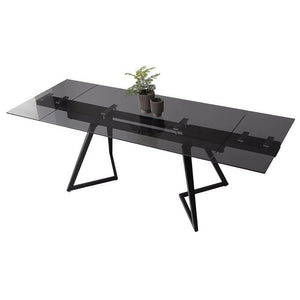 Tavolo da pranzo in vetro e gambe in acciaio - SOLVIA Dimensioni: 160/240x90, Colore: Nero