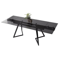 Tavolo da pranzo in vetro e gambe in acciaio - SOLVIA Dimensioni: 200/300x100, Colore: Nero