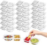 20 contenitori per snack, scatole per snack portatili, confezioni per snack, contenitori a due compartimenti per erbe, contenitori con coperchio, riutilizzabili.