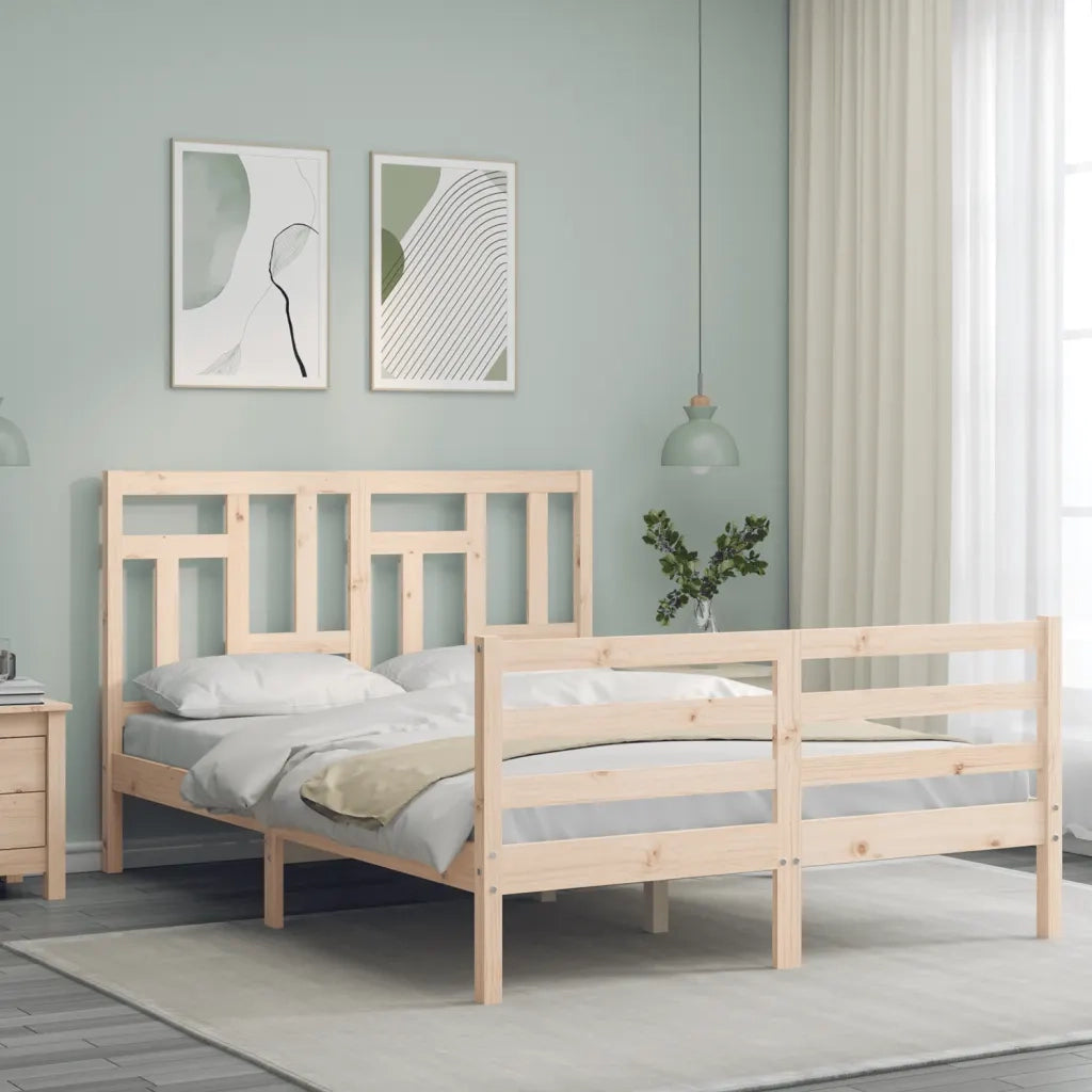 Giroletto con Testiera-Struttura Letto con testiera 120x200 cm in Legno Massello 385096