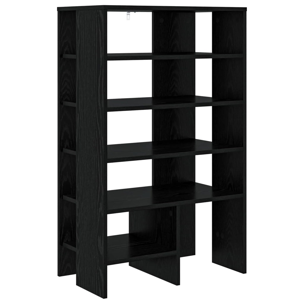 Mobile per scarpe 2 pz-Set di 2 Scarpiera Rovere Nero Legno multistrato