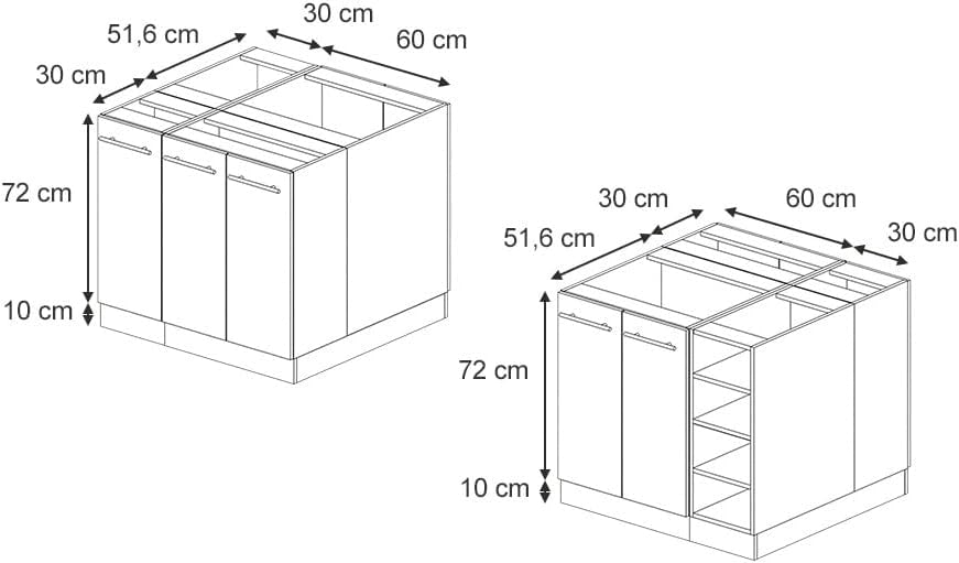 Isola cucina Fame-Line, Pannello in quercia, 90 cm senza piano di lavoro