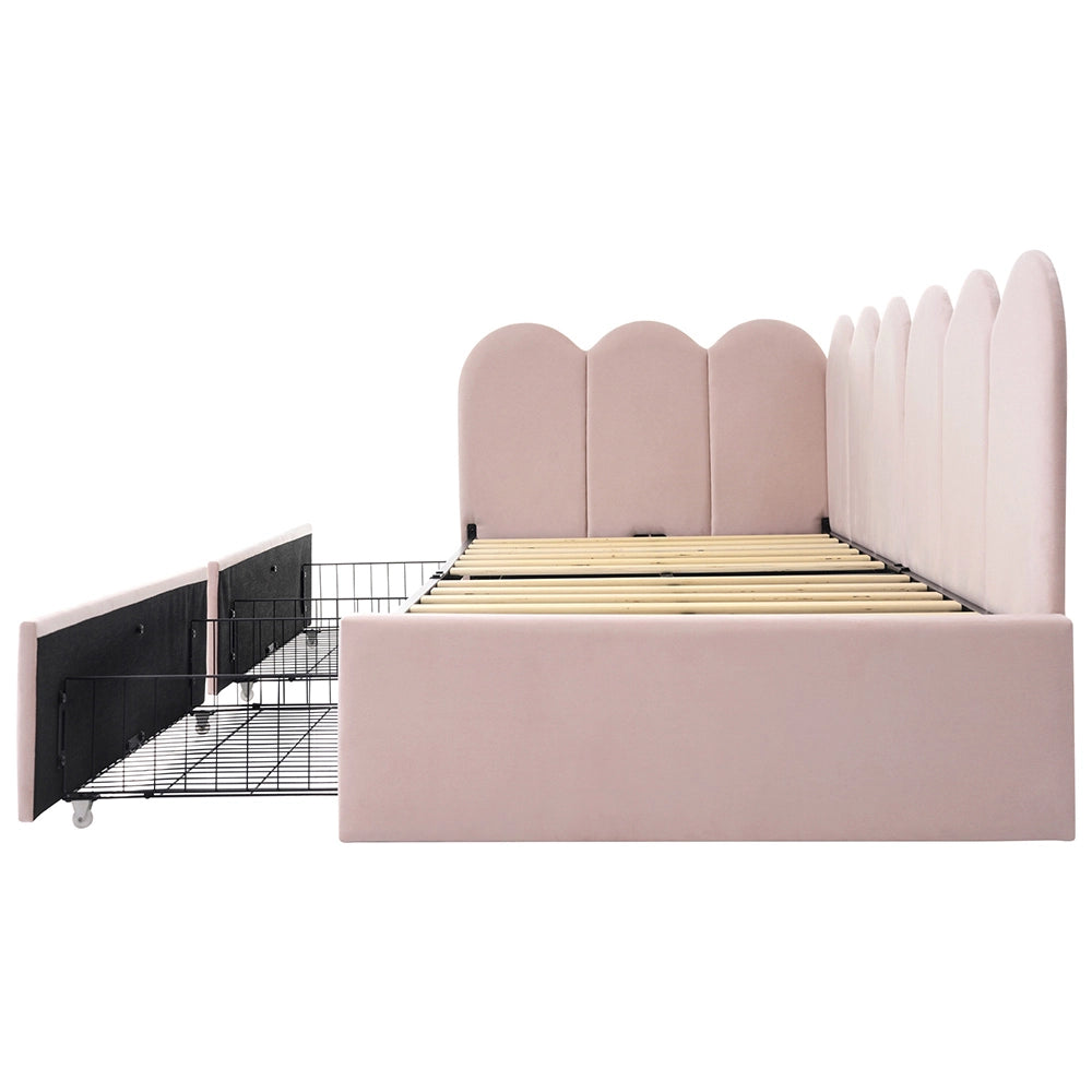 Letto singolo con cassetti - Xylo - 90x200 cm - Rosa