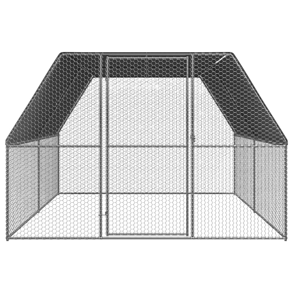 Pollaio da esterno 3 x 4 x 2 m acciaio zincato tetto in PE 02_0001694