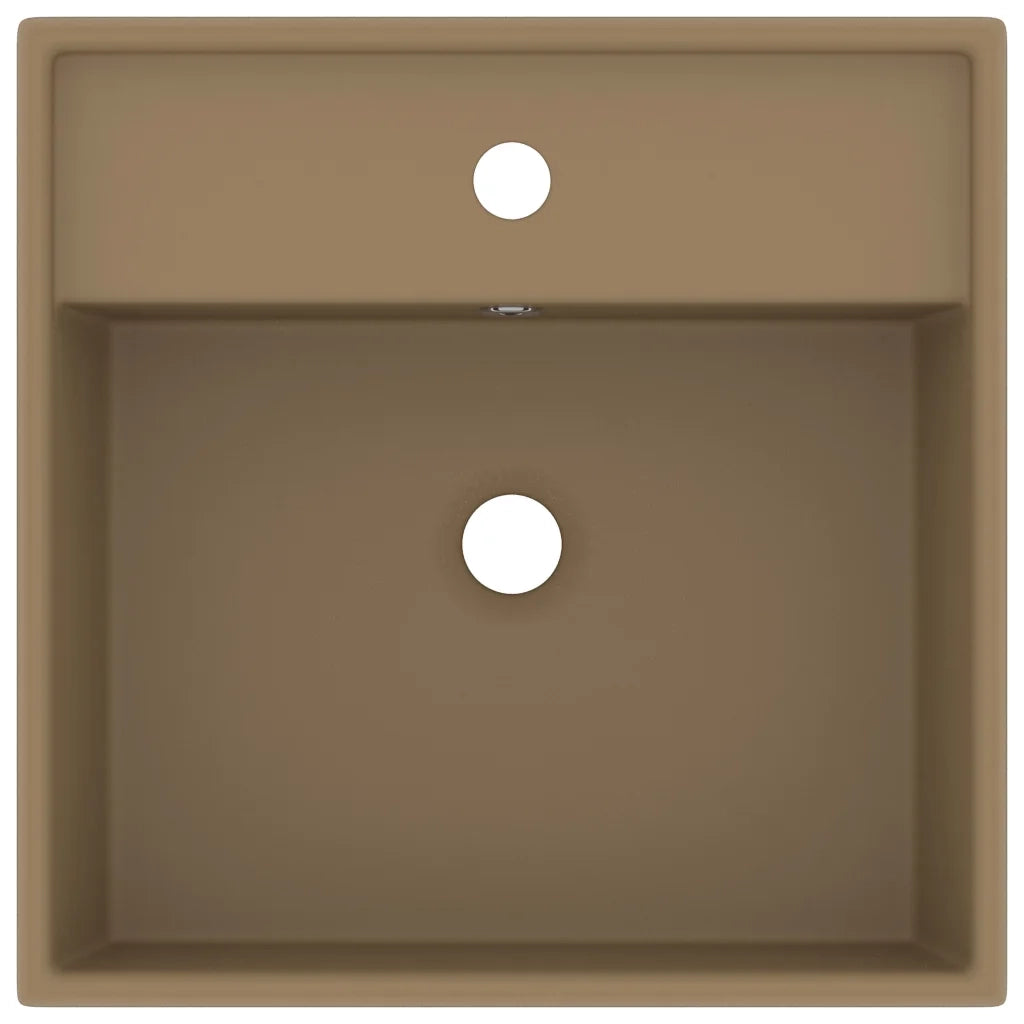 Lavabo Troppopieno Quadrato Crema Opaco 41x41cm Ceramica 146952