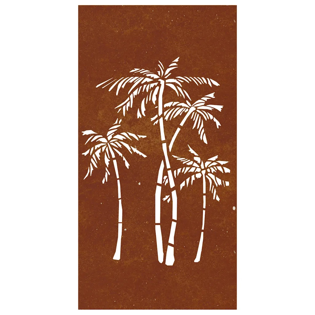 Decorazione Muro da Giardino 105x55 cm Palma in Acciaio Corten 824485