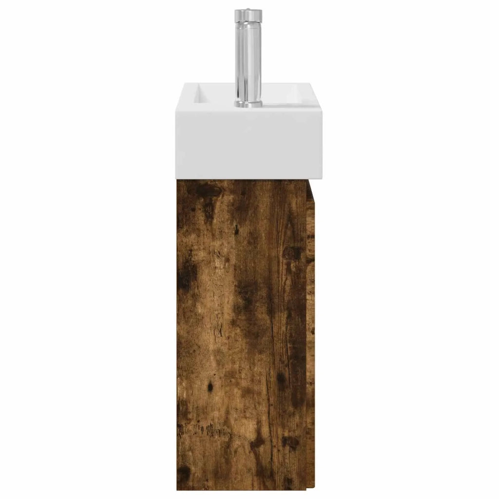 Mobile bagno con rubinetto Rovere Fumo 45,5 x 22,5 x 84 cm 889466