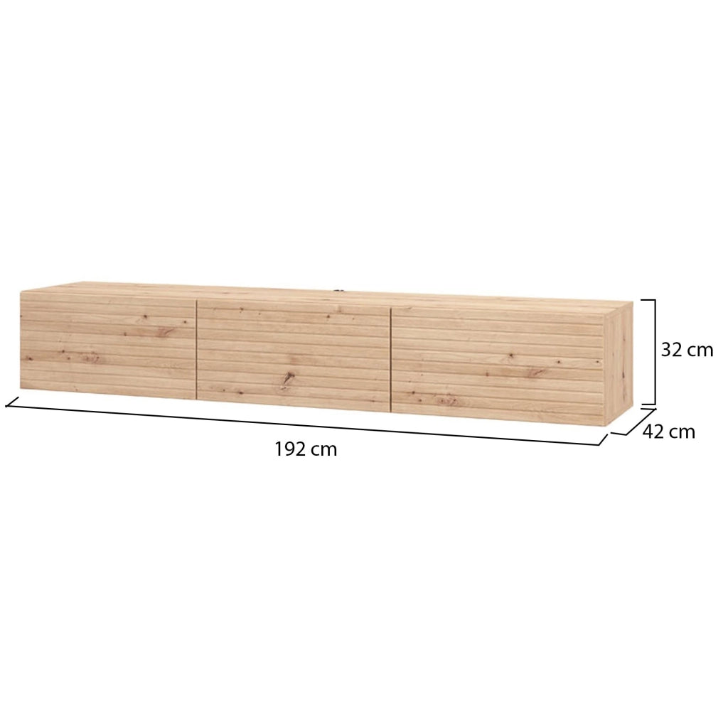 Melazzo, Mobile Porta tv un Ripiano, 192x41.5x32h cm Marrone Rovere Nodi