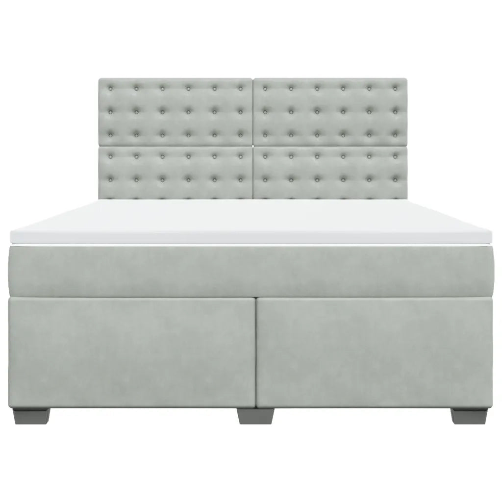 Giroletto a Molle con Materasso Grigio Chiaro 180x200cm Velluto