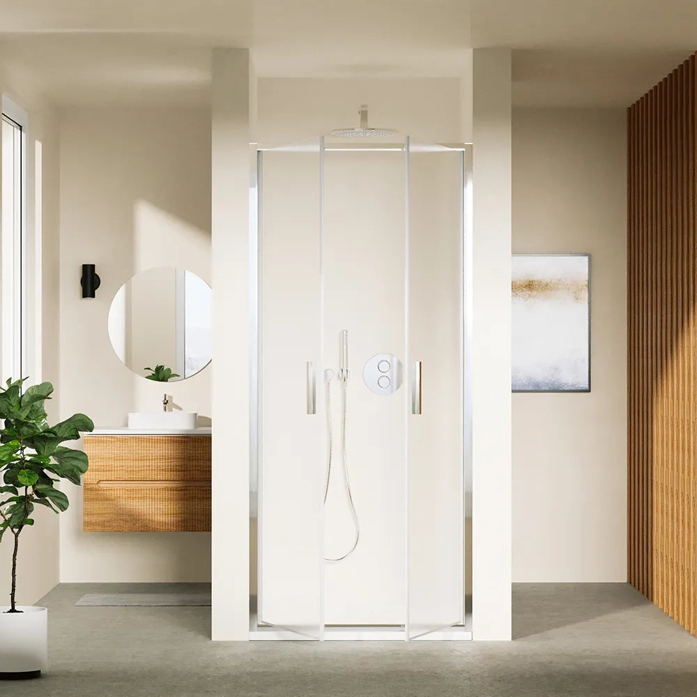 Porta doccia 75cm con apertura saloon profili slim cromati vetro 6mm opaco h190 | Portofino