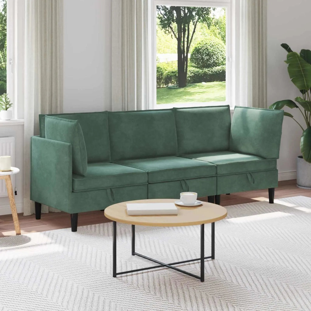 Set di mobili per il soggiorno 3 pcs Verde Mare Velluto