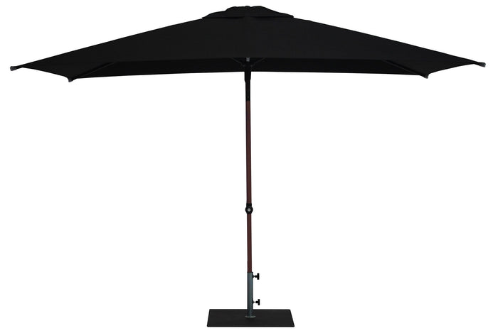 Ombrellone da Giardino 3x2 m Palo Ø38 mm in Alluminio Effetto Legno Tessuto Olefin Trend Wood Nero