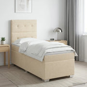 Letto box spring con materasso Crema 90 x 200 cm Tessuto 3454787