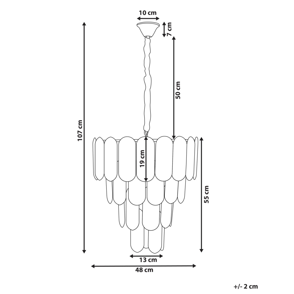 Lampadario in ottone, metallo e vetro ⌀ 48 cm Lampada a sospensione stile glamour