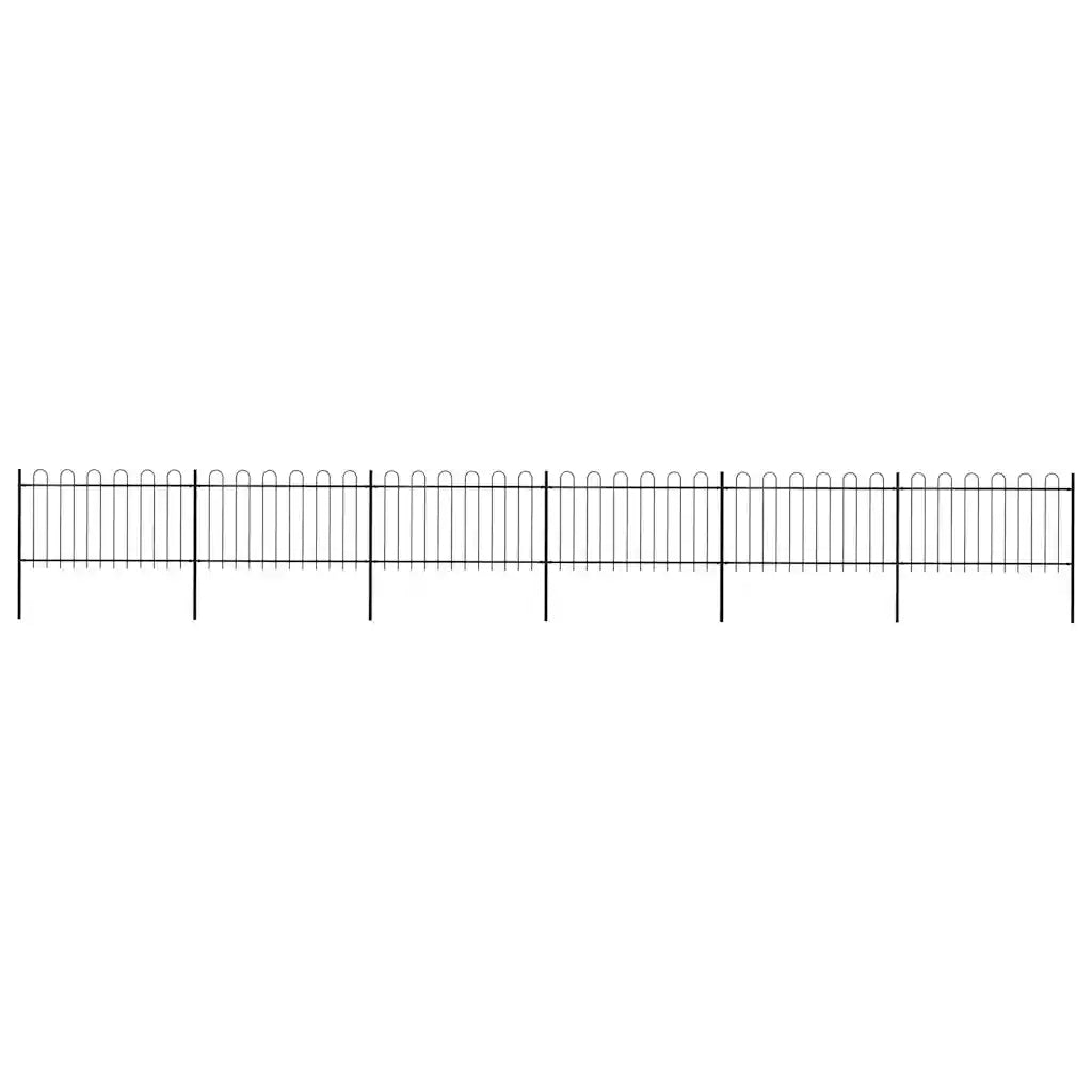 Recinzione da Giardino | Recinzione da cortile con Parte Superiore ad Anello in Acciaio 1070x100 cm Nero