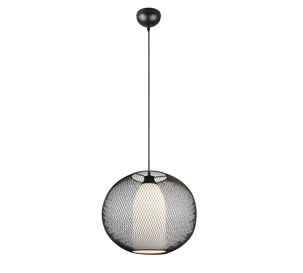 Lampada a sospensione filo metallo, vetro bianco, D 40 cm, Filo