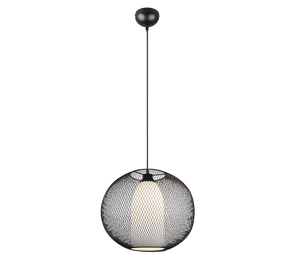 Lampada a sospensione filo metallo, vetro bianco, D 40 cm, Filo