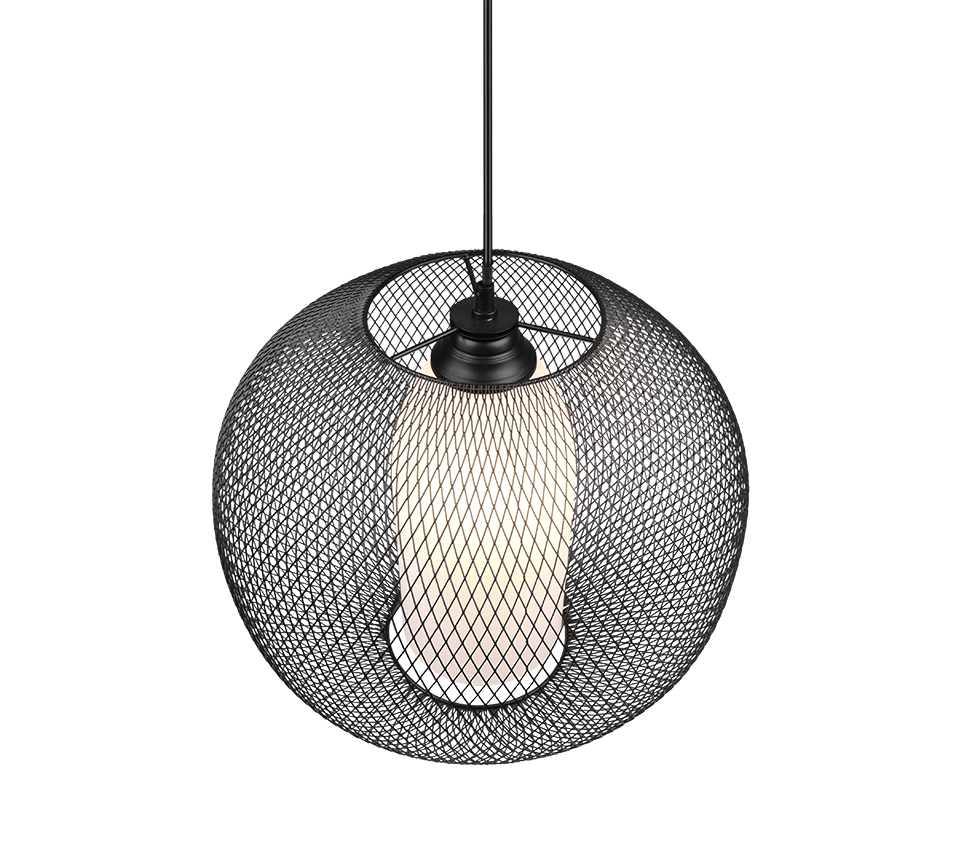 Lampada a sospensione filo metallo, vetro bianco, D 40 cm, Filo