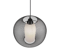 Lampada a sospensione filo metallo, vetro bianco, D 40 cm, Filo