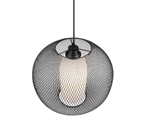 Lampada a sospensione filo metallo, vetro bianco, D 40 cm, Filo