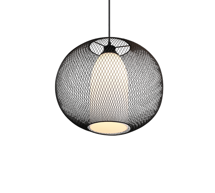 Lampada a sospensione filo metallo, vetro bianco, D 40 cm, Filo