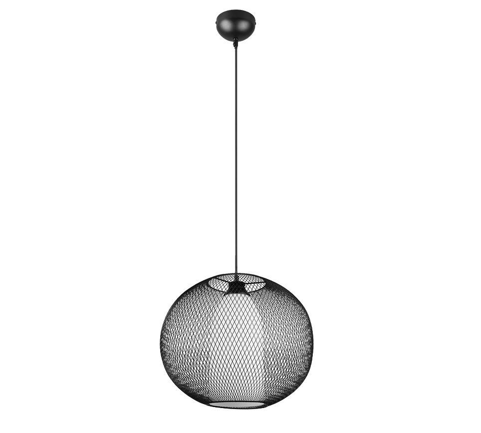 Lampada a sospensione filo metallo, vetro bianco, D 40 cm, Filo