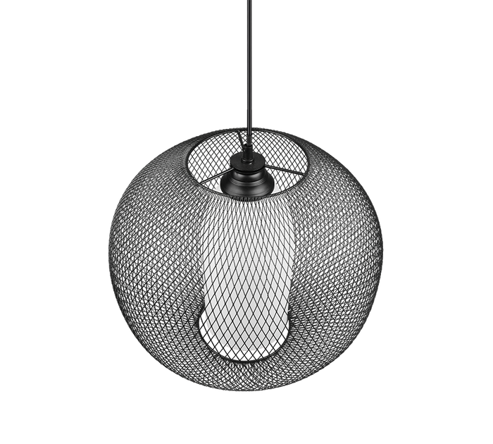 Lampada a sospensione filo metallo, vetro bianco, D 40 cm, Filo