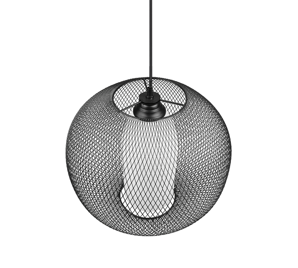 Lampada a sospensione filo metallo, vetro bianco, D 40 cm, Filo