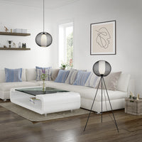 Lampada a sospensione filo metallo, vetro bianco, D 40 cm, Filo