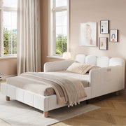 letto imbottito bouclé beige 100 x 213 cm