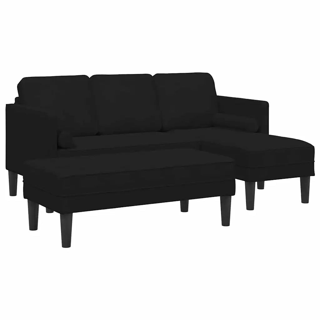 Set di divani con cuscino 2 pcs Nero Poliestere 3329270